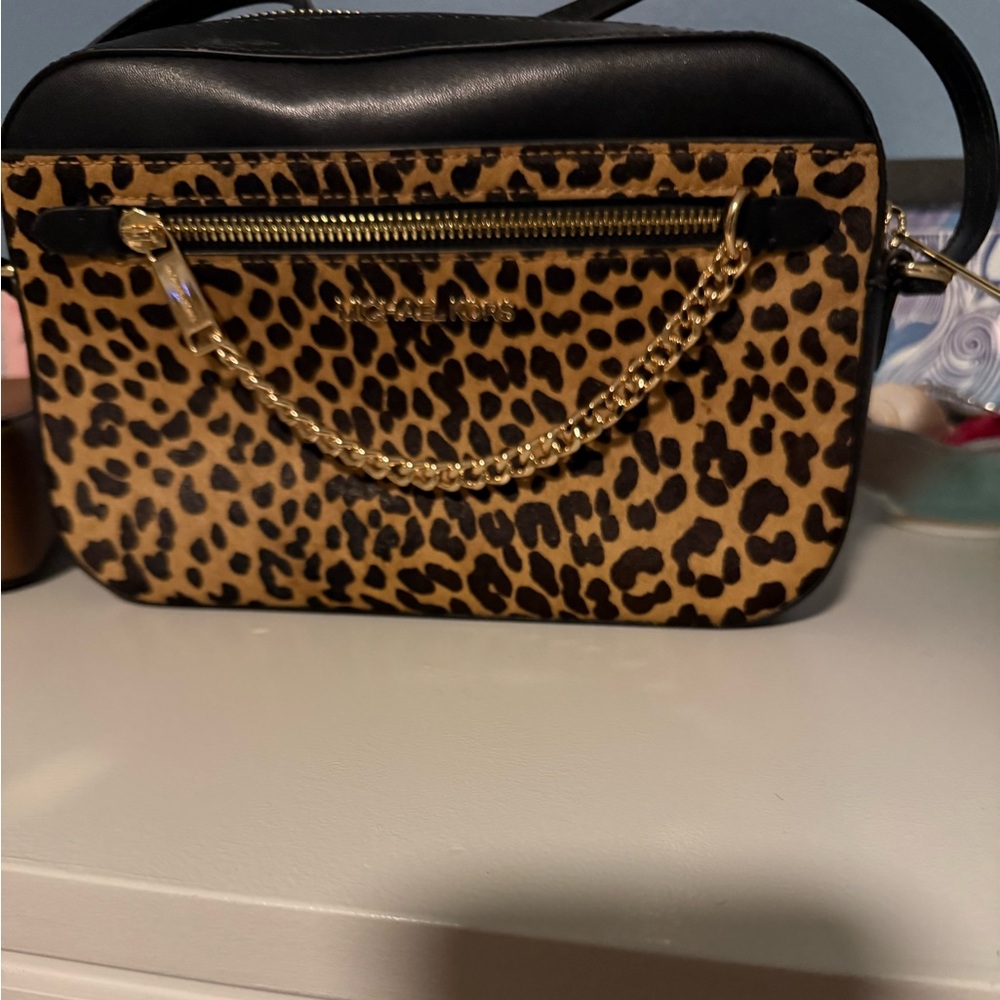 Michael Kors Leopard and Black Crossbody Bag